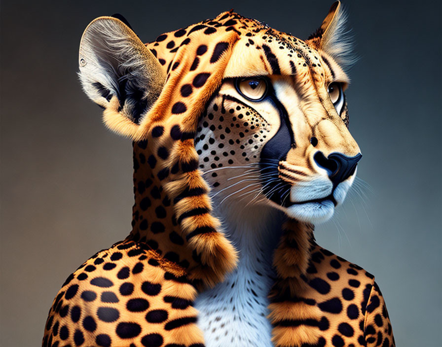 Human with Cheetah-Inspired Face and Body Art