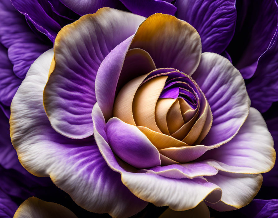 Vibrant Purple and Gold Flower with Overlapping Petals