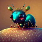 Colorful Anthropomorphic Insect on Textured Sphere