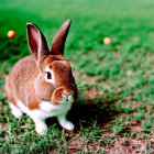 Brown and White Rabbit Sitting on Green Grass