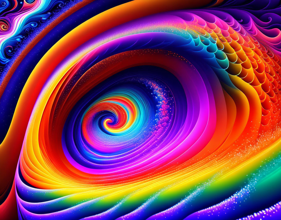 Colorful fractal art with swirling rainbow patterns