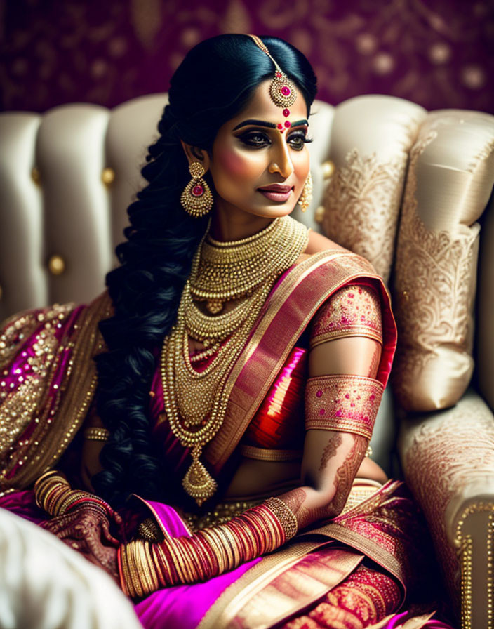 Traditional Indian Attire Woman with Elaborate Jewelry Portrait