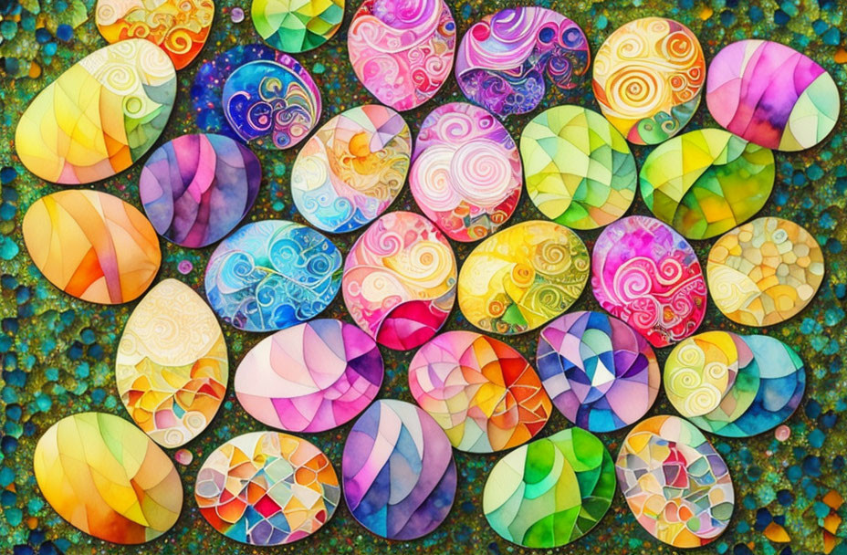 Vibrant Stained Glass-Like Circle Mosaic Art