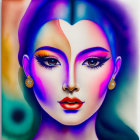 Colorful digital artwork: Woman's face with vibrant makeup.