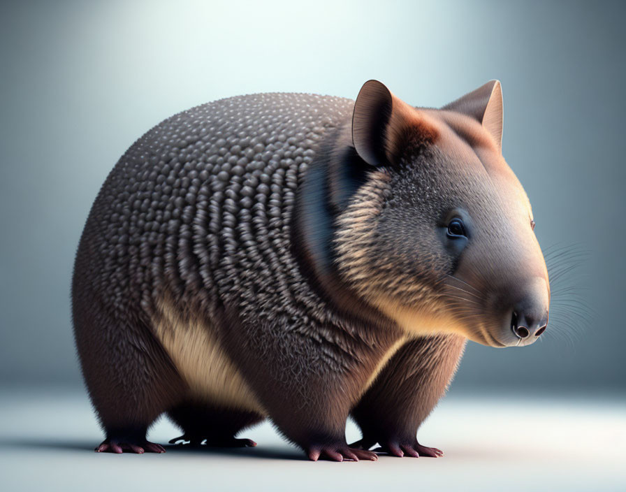 Chubby Armadillo 3D Illustration on Gradient Background