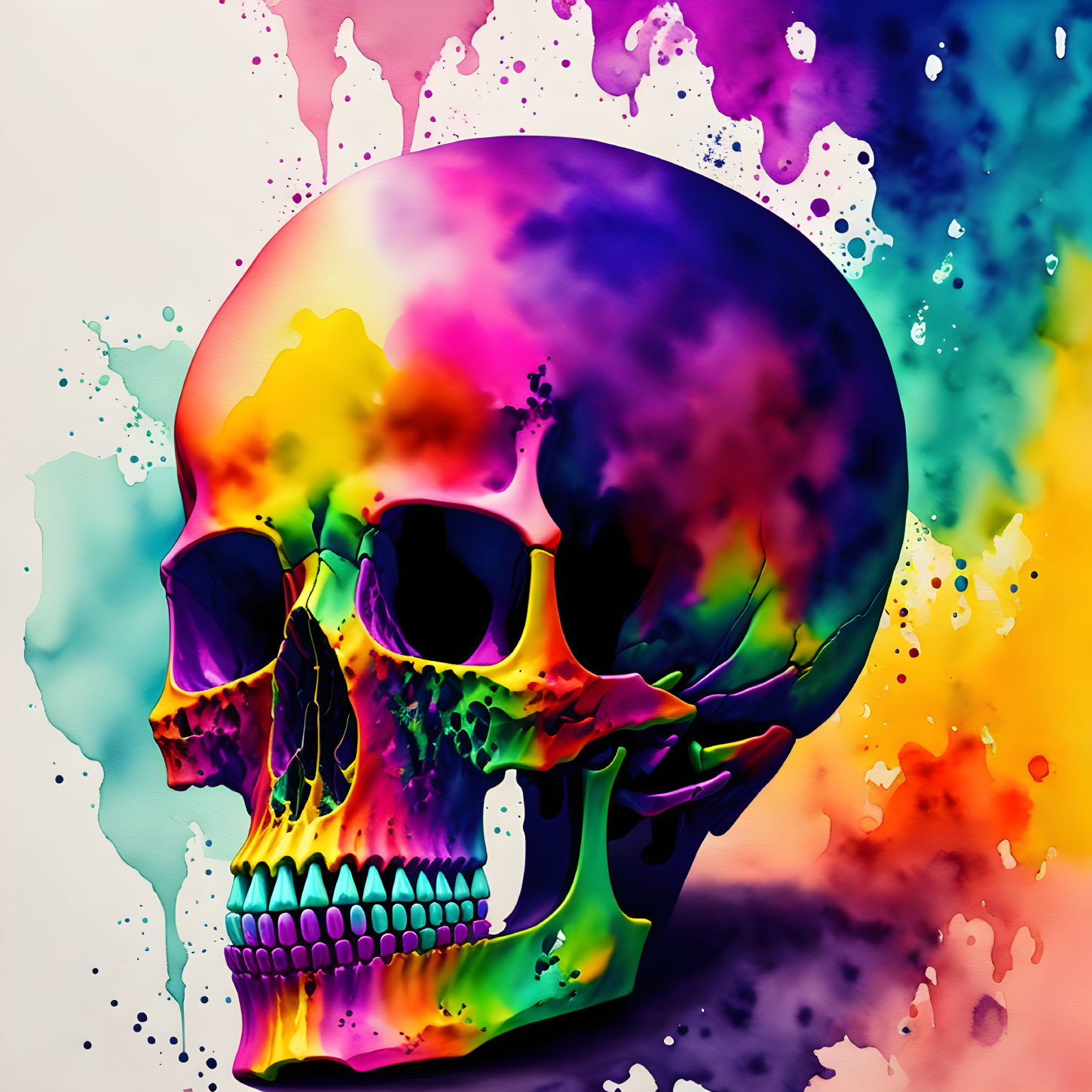 Colorful Skull Artwork with Rainbow Gradient Palette