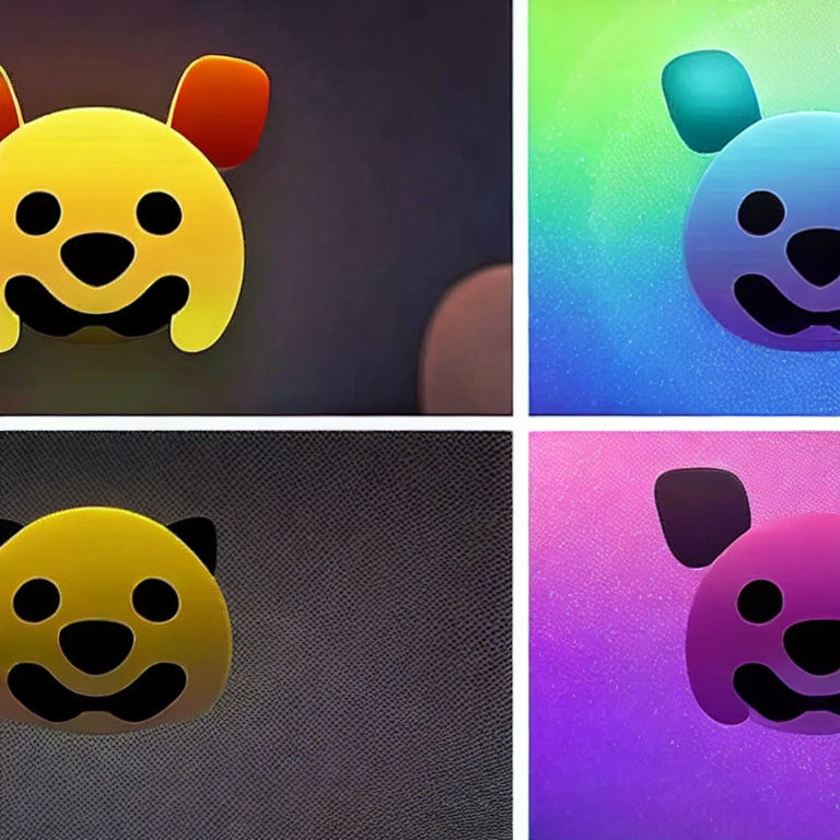 Colorful Quadrants Featuring Cartoonish Dog Faces