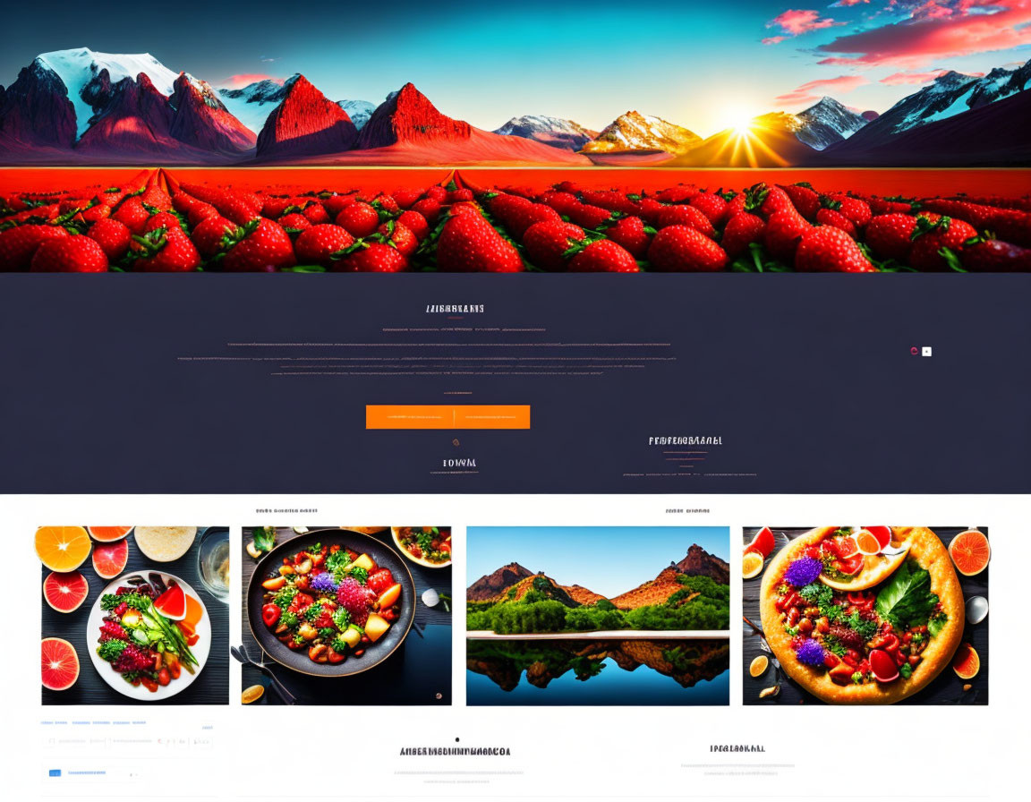 Colorful Website Design Mockup with Fruit Images and Clean Navigation