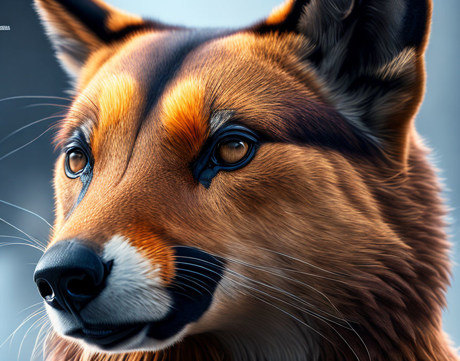 Detailed 3D illustration of a fox with vibrant orange fur