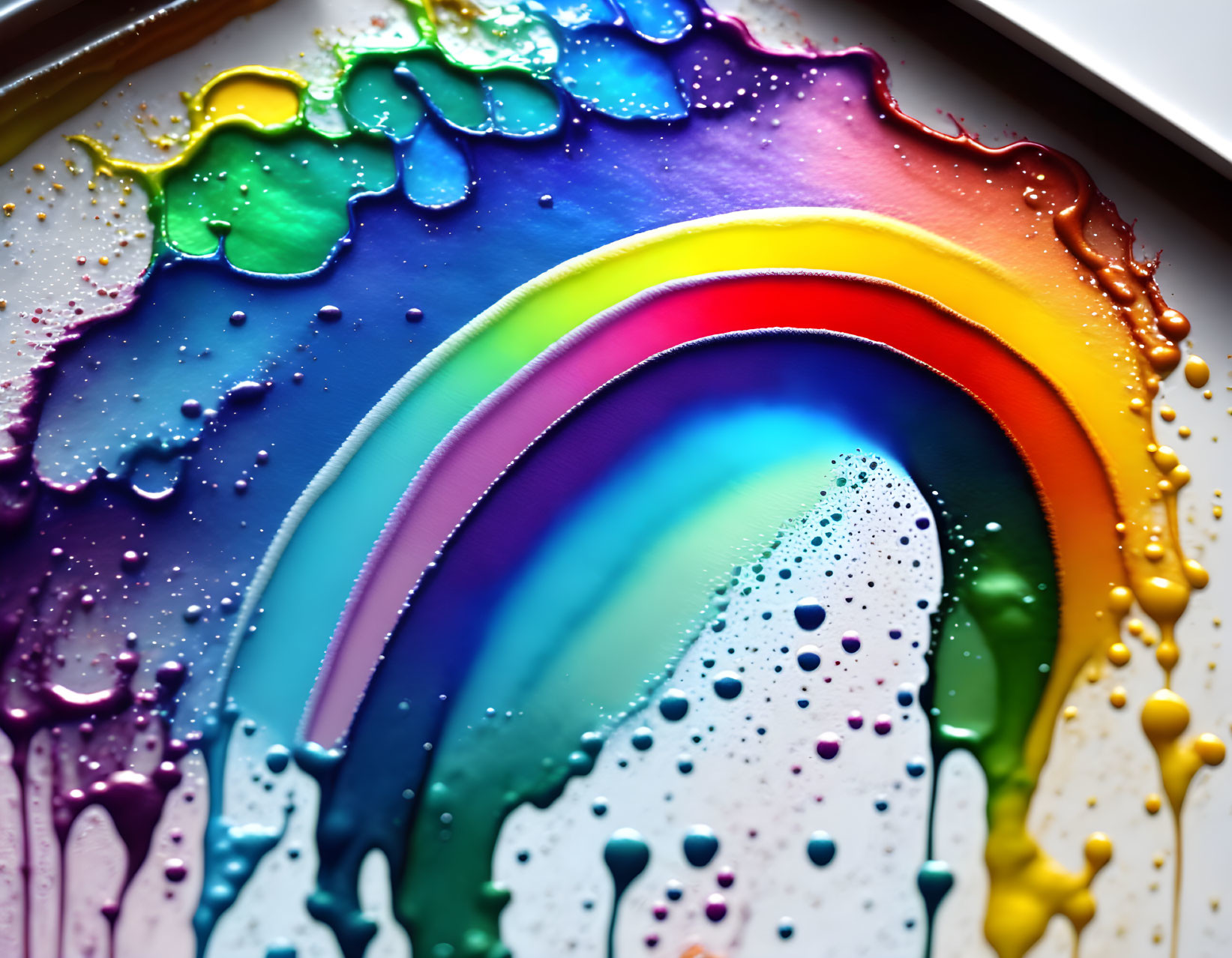 Colorful Paint Pouring with Glossy Finish and Rainbow Effect