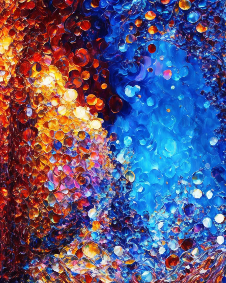 Colorful Abstract Art: Warm Oranges & Cool Blues in Dynamic Contrast