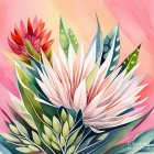 Detailed Blooming Flowers Illustration in Soft Pastel Colors