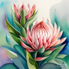 Colorful Succulents and Blooming Flowers in Vibrant Digital Art