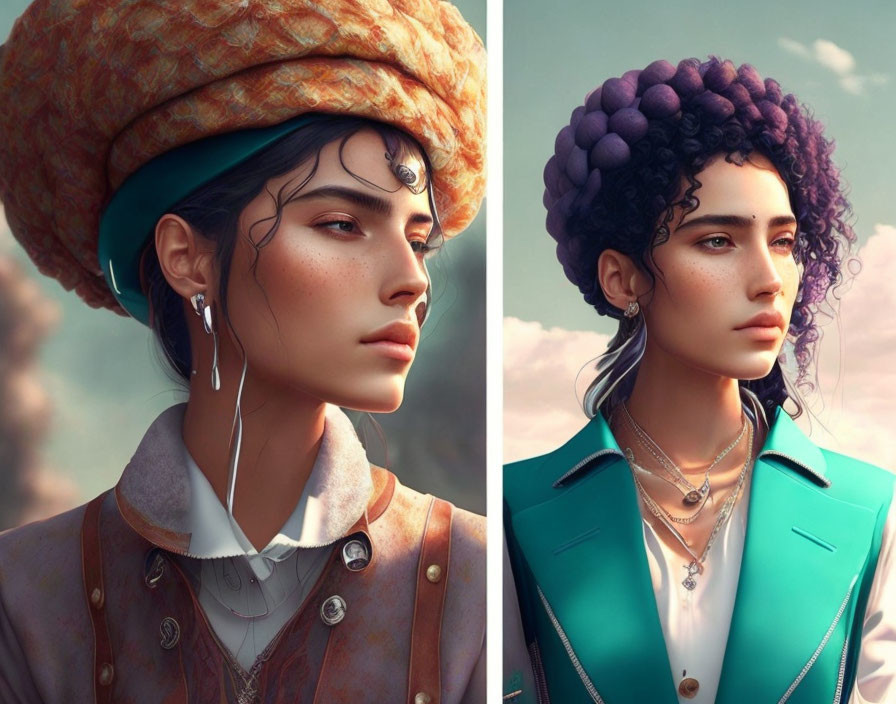 Colorful Fashion Portraits of Woman with Unique Hairstyles & Headpieces