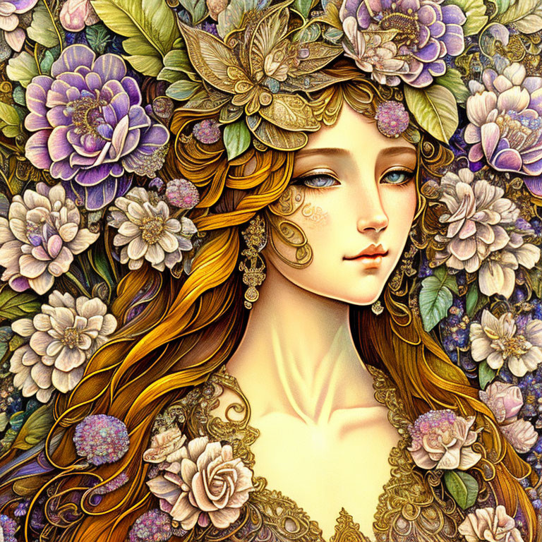 A Beautiful princess in fantasy flower background