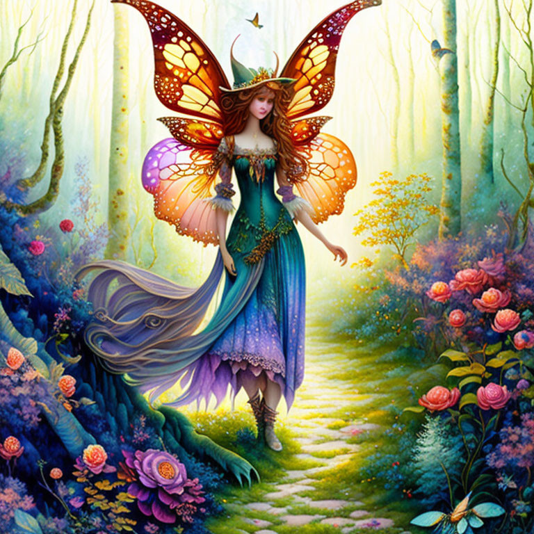 Gorgeous patchwork watercolor fairy.