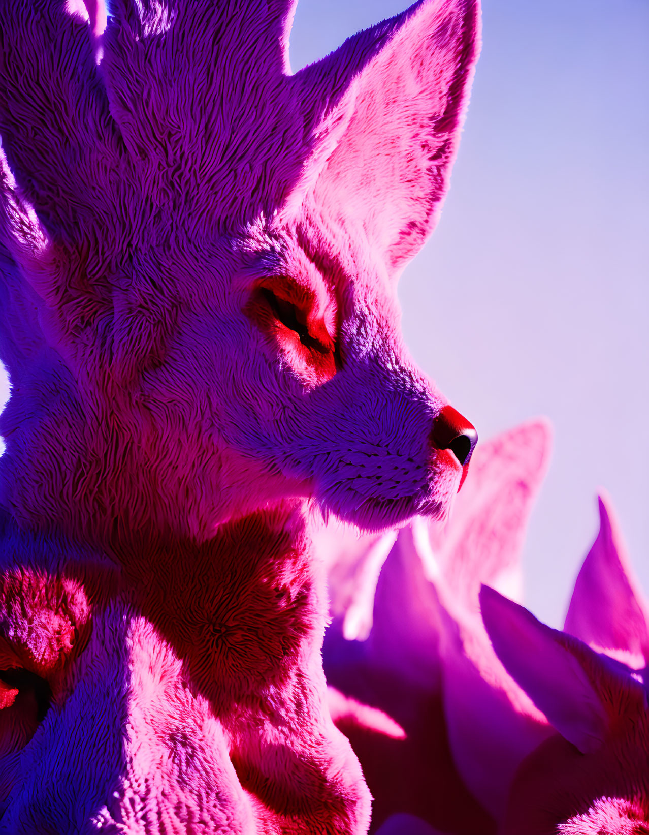 Colorful Stylized Fox Profile on Magenta Background