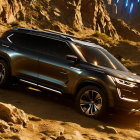 Gold and Black Concept SUV on Rocky Terrain