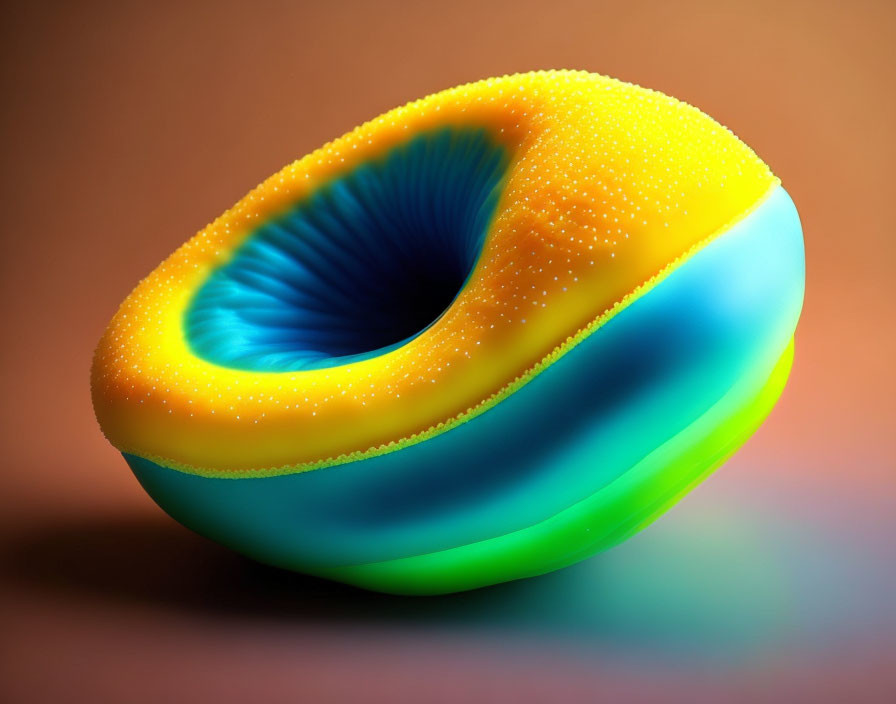 Colorful Torus-Shaped Object with Yellow to Blue Gradient Texture