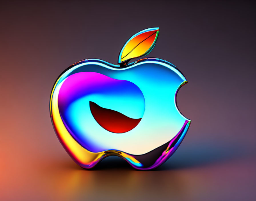 Multicolored Apple logo with bite on gradient background