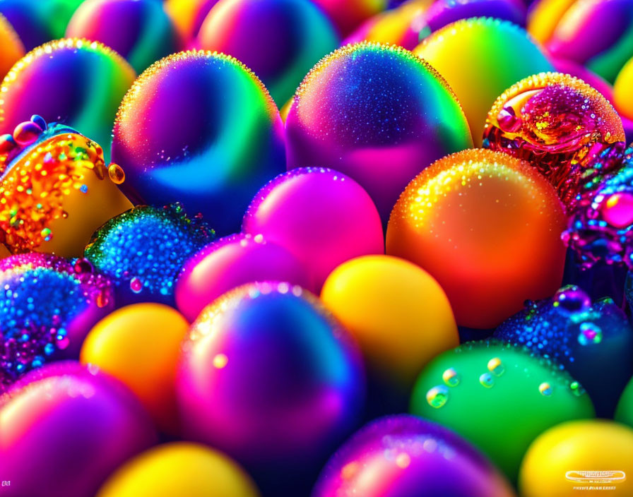 Colorful Water Droplets on Multicolored Spheres: Gradient of Colors and Light Reflections