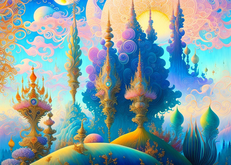 Colorful psychedelic artwork with swirling patterns and celestial motifs