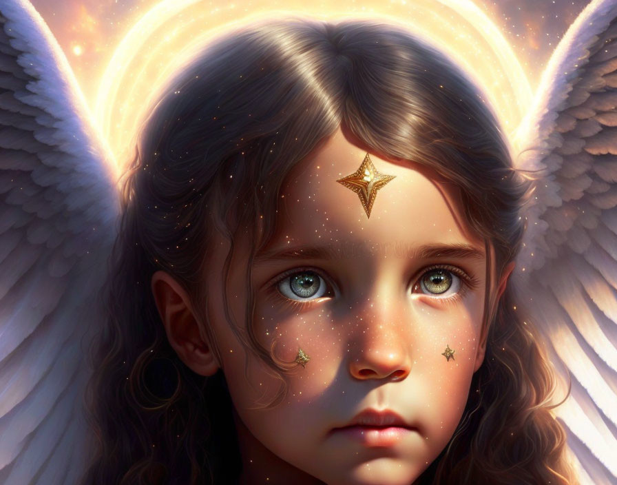 Child with Angel Wings and Celestial Glow: Innocence and Wonder