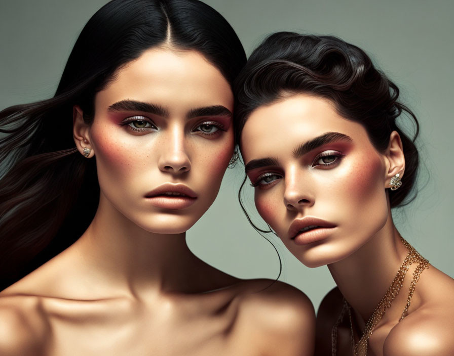 Striking Red Eyeshadow Makeup on Two Women