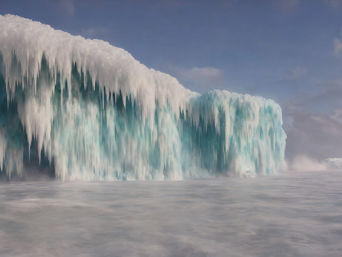 Majestic glacier landscape under cloudy sky