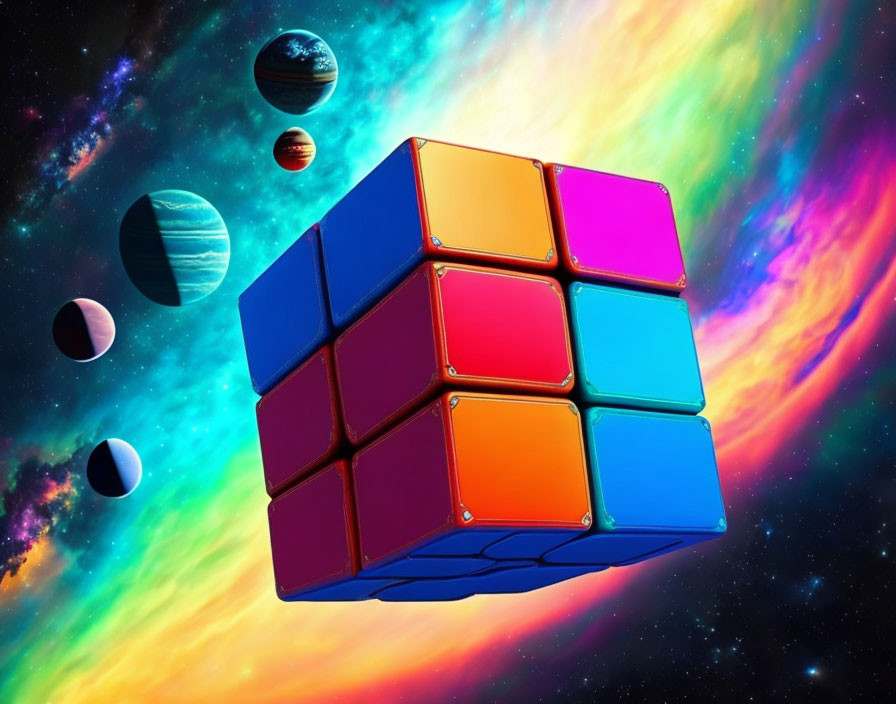 Colorful Rubik's Cube in Cosmic Setting