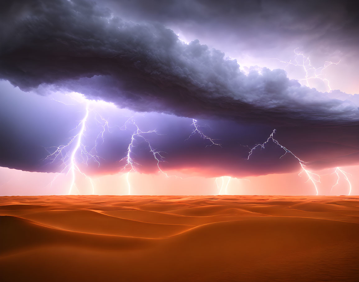 Dark Thundercloud Unleashes Lightning Over Desert Storm