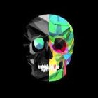 Colorful Psychedelic Skull Illustration with Fractal Patterns