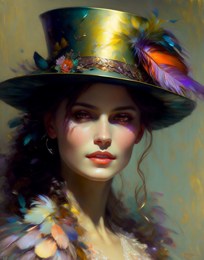 Colorful Hat Portrait of Woman with Alluring Eyes