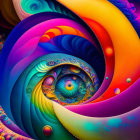 Colorful digital artwork: Eye surrounded by swirling patterns