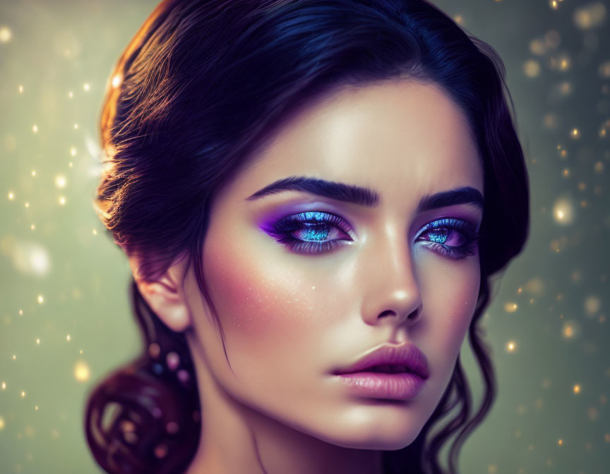 Striking Blue-Purple Eyeshadow on Young Woman