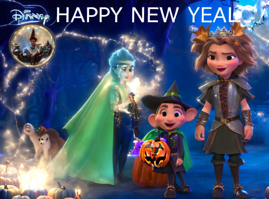 Festive Animated Characters Celebrating New Year