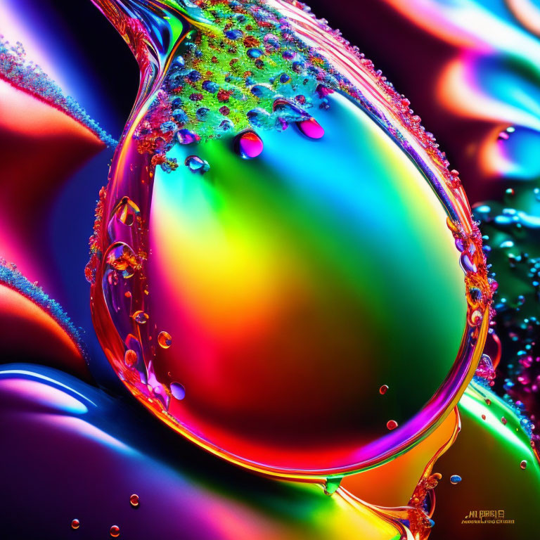 Colorful Abstract Art with Liquid Textures on Dark Background