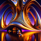 Colorful Fractal Image with Swirling Patterns in Blues, Oranges, and Purples