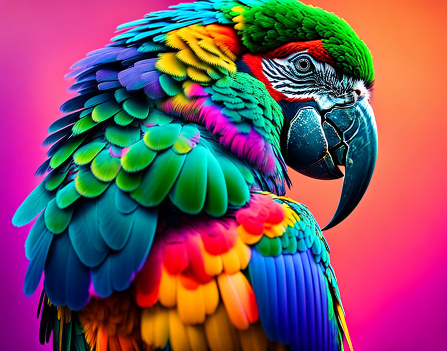 Colorful Macaw Close-Up on Gradient Background