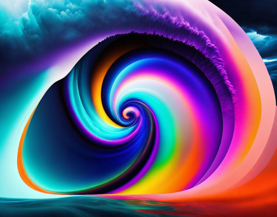 Abstract Spiral Artwork with Blue, Purple, Red, and Orange Swirls