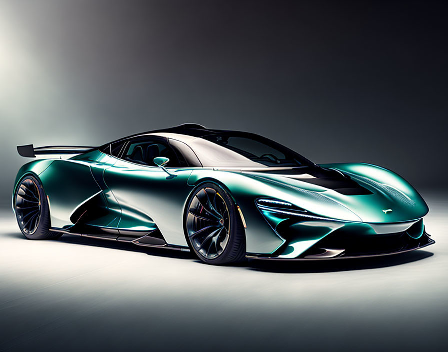 Futuristic high-performance sports car with aerodynamic curves