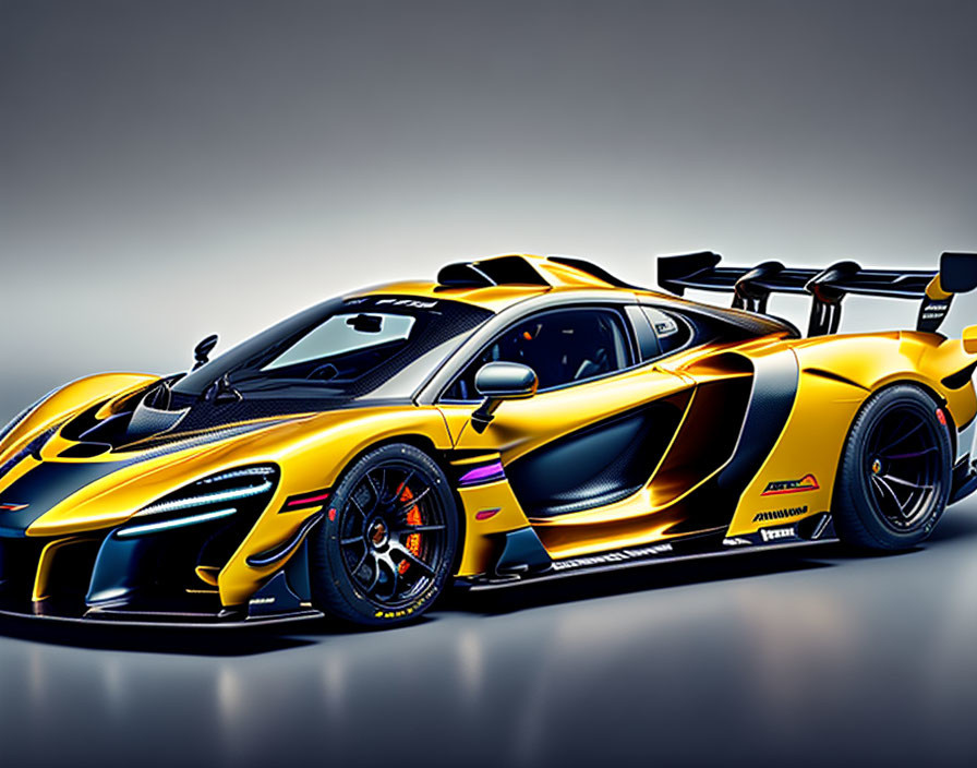 Vibrant Yellow and Black Racing Car with Aerodynamic Body