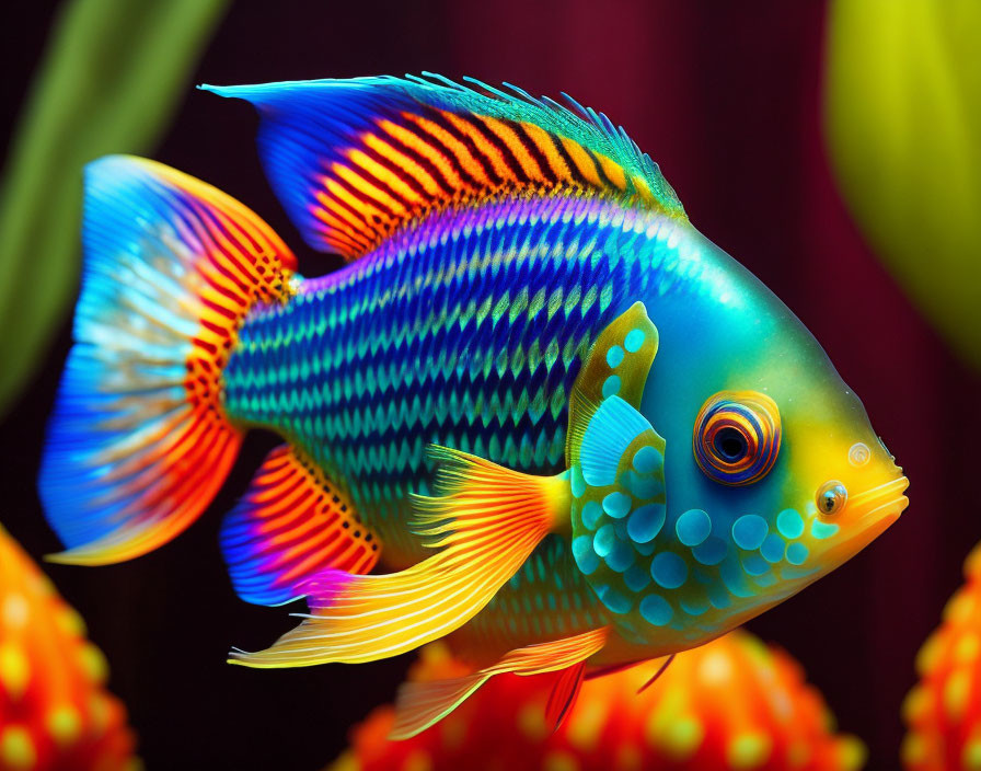 Colorful Tropical Fish Swimming Among Coral Reef