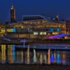 Tranquil Riverfront Scene at Dusk