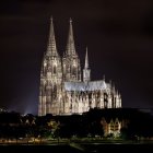 Gothic Cathedral Night Illumination with Warm Glow