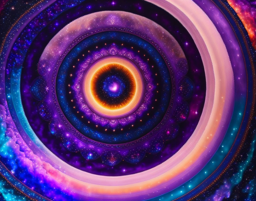 Colorful Cosmic Eye Vortex Artwork with Swirling Layers