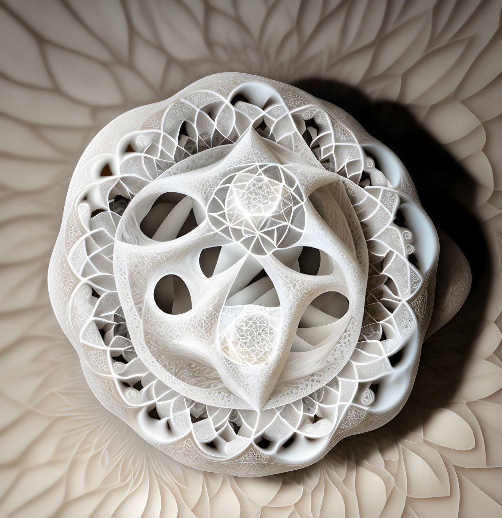 Intricate 3D Fractal Sculpture: Symmetrical Organic Patterns