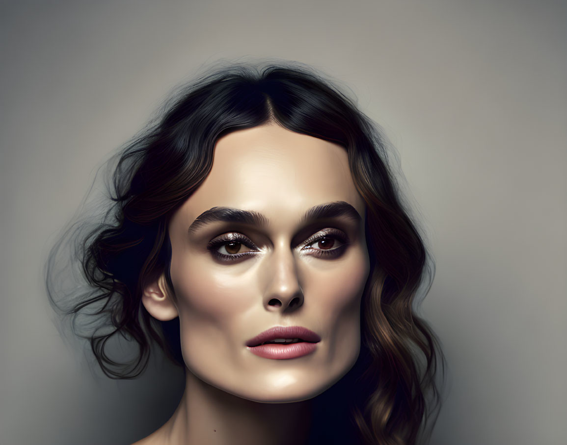 Portrait of a Woman with Prominent Cheekbones and Intense Gaze