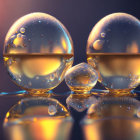 Reflective Spheres on Glossy Surface with Blue and Golden Hues