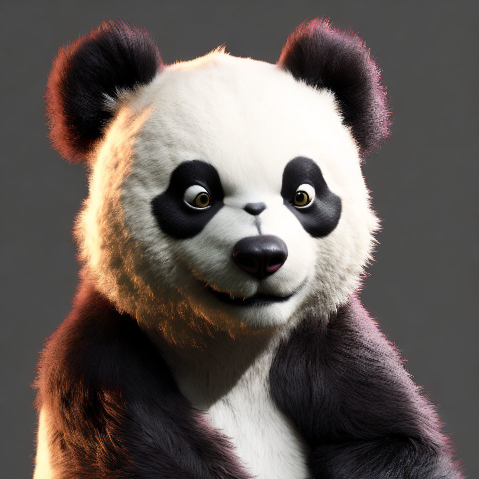 Detailed 3D rendering of a friendly panda with black and white markings